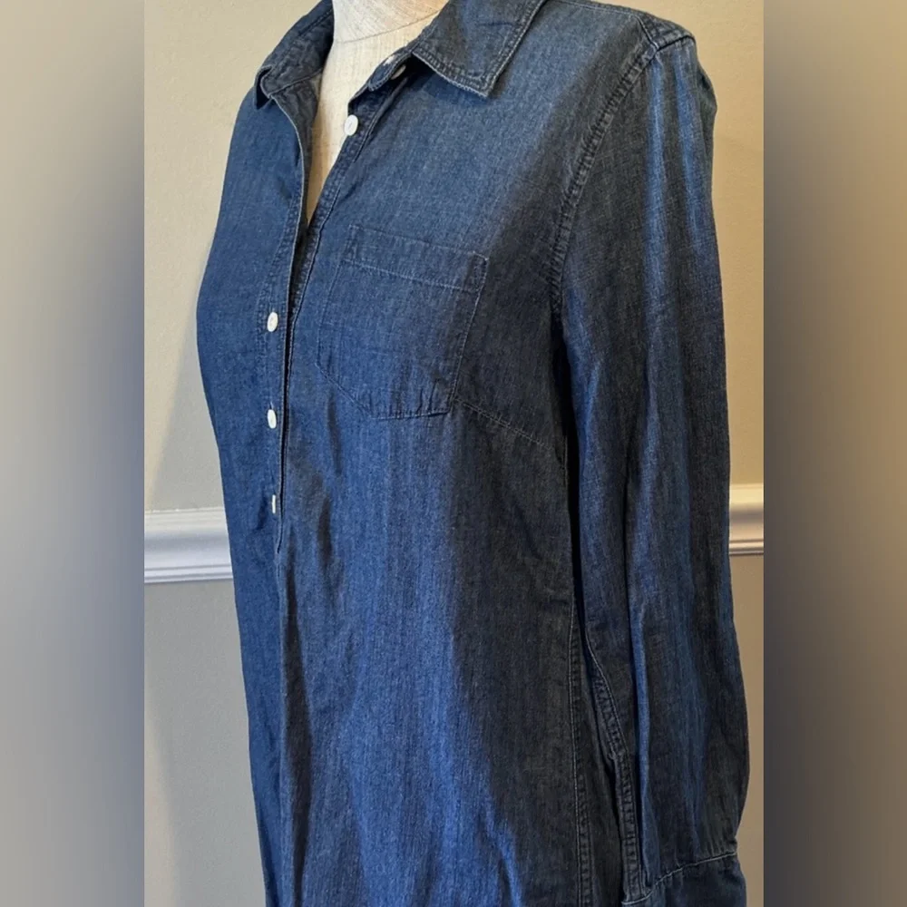 J. Crew XXS OVERSIZED Indigo Denim Chambray Shirt Dress - Picture 2 of 9